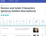 Quizlet : Romeo and Juliet, Characters (Pictures limited descriptions)