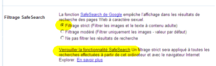 activer google safe search
