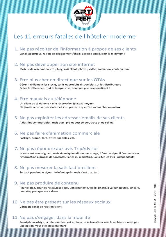 Les 11 erreurs fatales de l'hôtelier moderne Les 11 erreurs fatales de l'hôtelier moderne