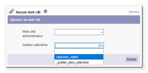 Mot-clé "calendrier_visible" Mot-clé "calendrier_visible"