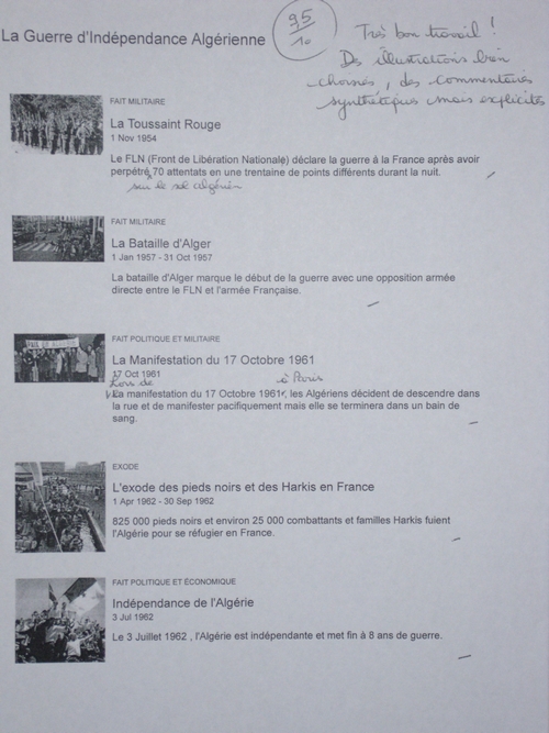 Exemple de chronologie réalisée version papier