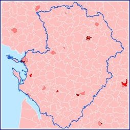carte des densités de population en Poitou Charentes