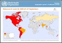 cartographie de l'OMS sur la grippe H1 N1