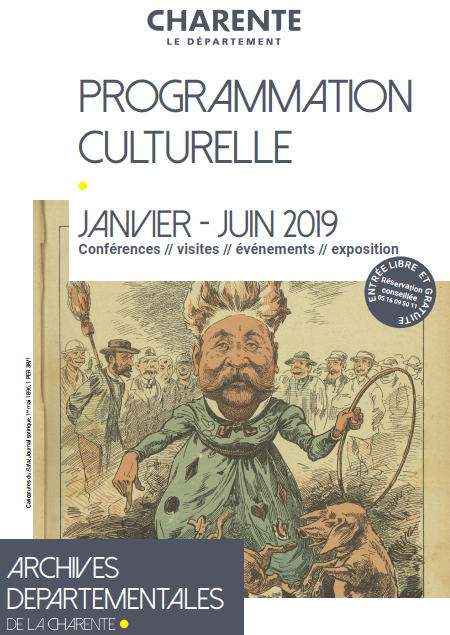 Flyer Programmation culturelle des Archives départementales de la Charente- 1er semestre 2019 