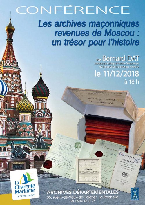 Afiche : Les archives maçonniques revenues de Moscou : un trésor pour l'histoire.