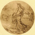 Première esquisse de la Semeuse au fusain, projet de médaille pour le Ministère de l'Agriculture dessinée par Oscar Roty vers 1886 (Source : Wikimédia Commons)