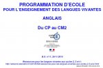 Programmation d'école, en anglais, du CP au CM2