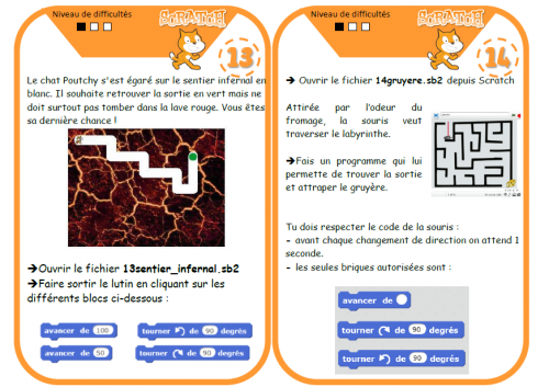 Exemples de cartes missions du "Game of Scratch and Thymio" Exemples de cartes missions du "Game of Scratch and Thymio"