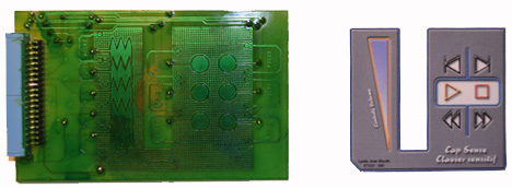 circuit imprimé CAPSENSE avec son cache en papier plastifié donnant une identité au clavier.