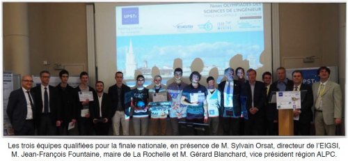 Les équipes qui représenteront l'académie de Poitiers à la finale nationale chez SCHNEIDER ELECTRIC à Rueil Malmaison le 18 mai