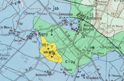 carte géologique BRGM faluns d'Amberre