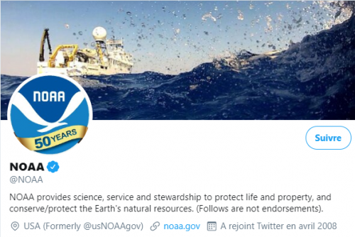 Compte twitter de la NOAA Compte twitter de la NOAA