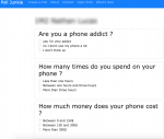 Exemple de questions posées dans le sondage "Phone addict"