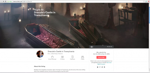Publicité Airbnb pour le concours Dracula 2016