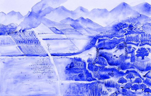 Suzanne Husky, Rivière possible, 2023, aquarelle sur papier © Courtesy Galerie Alain Gutharc.