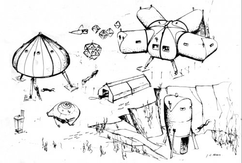 Dessins préparatoires architecte Jacques Roux