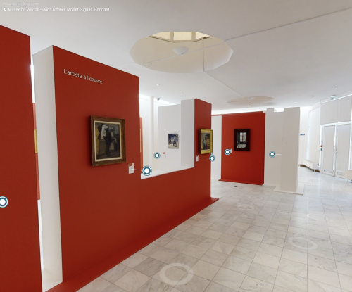 Capture d'écran . visite virtuelle de l'exposition au Musée de Vernon. Dans l'atelier, Monet, Signac, Bonnard