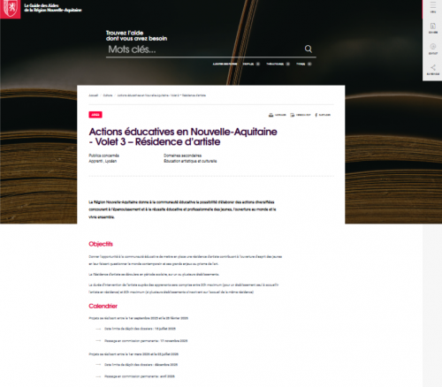 Région Nouvelle Aquitaine - subventions EAC