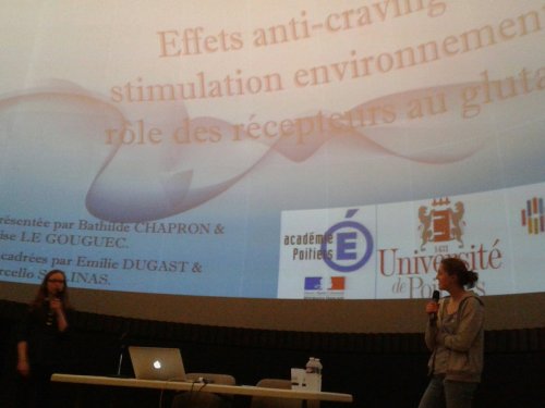 Bathilde CHAPRON et Elise LE GOUGUEC : « effets antI-cravIng d'une stimulation environnementale : rôle des récepteurs au glutamate »