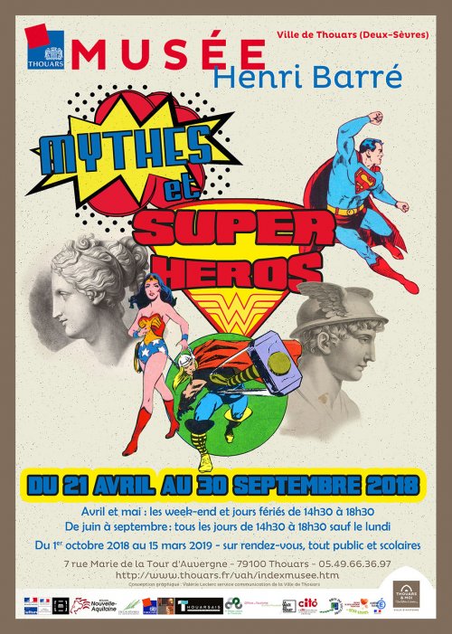 Affiche de l'exposition Mythes et Super-Héros
