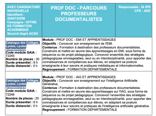 Modules Profs docs