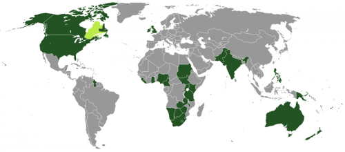 Carte des pays anglophones