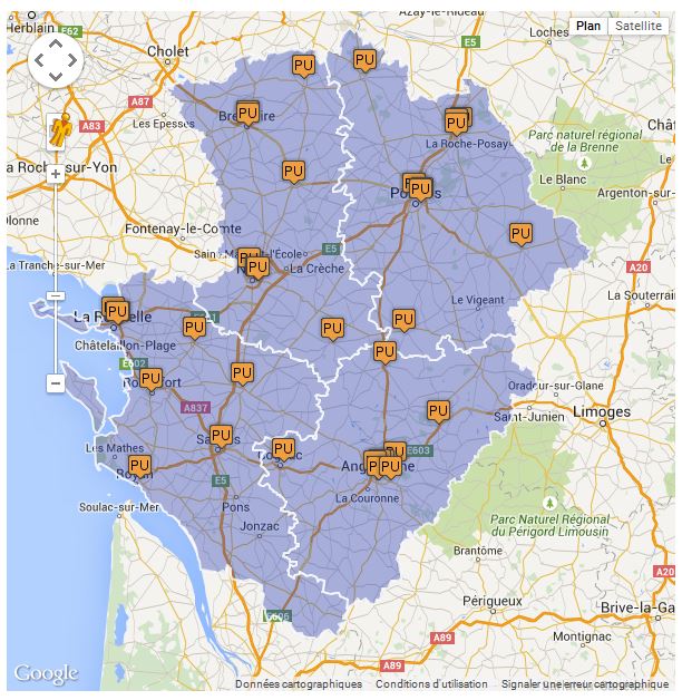Carte interactive des Lycées Professionnels Académie de Poitiers