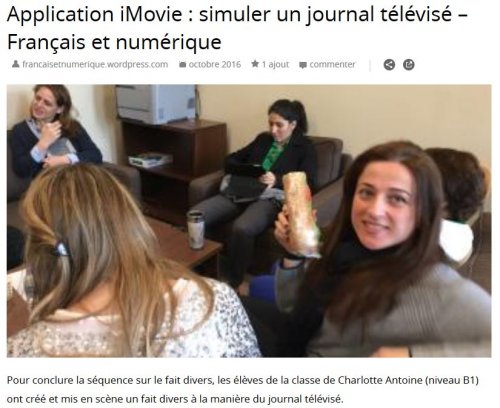 Application iMovie : simuler un journal télévisé – Français et numérique