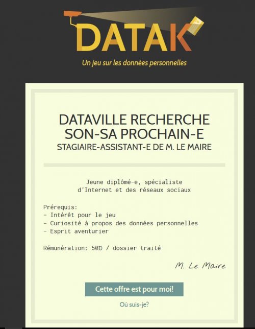Datak un jeu sérieux pour protéger vos données sur Internet