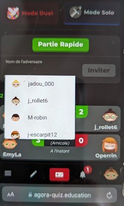 Mode duel : vue élève
