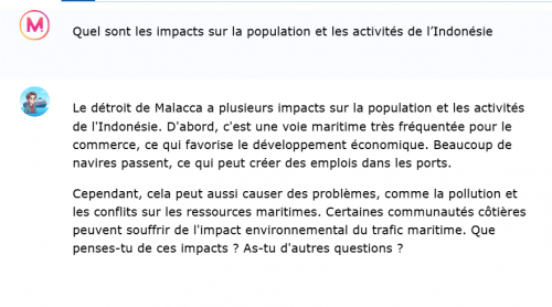 Exemple de réponse du Chatbot