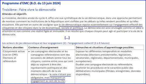 Extraits programme d'EMC 3e