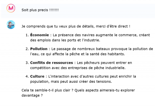 Réponse plus précise du chatbot