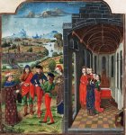 Giovanni Boccaccio et les jeunes Florentins qui ont fui la peste, Bruges, 1482