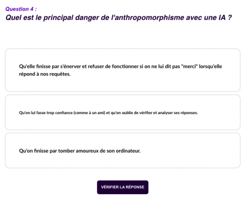 Parcours Éléa IA, miracle ou mirage ? L'antropomorphisme, quésaco ? Question 4.