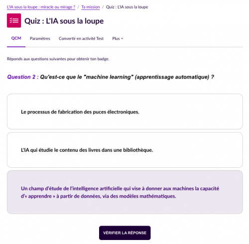 IA, miracle ou mirage ? L'IA sous la loupe. Question 2.