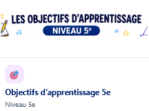 Liste des objectifs d'apprentissage Niveau 5e