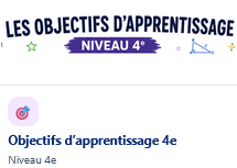 Liste des objectifs d'apprentissage Niveau 4e