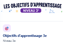 Liste des objectifs d'apprentissage Niveau 3e