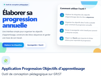 Application Progression des objectifs d'apprentissages 