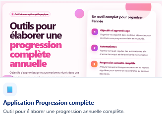 Application Progression des objectifs d'apprentissage et automatismes