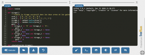 Exemple de code à compléter dans une activité script/console