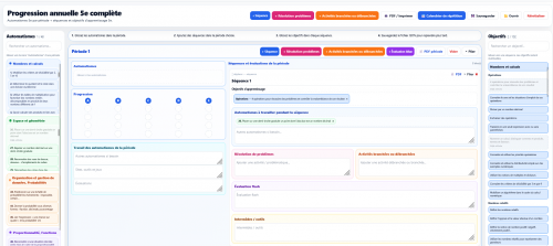 Aperçu de l'application Progression des objectifs d'apprentissages ET des automatismes