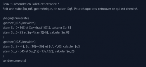 Exercice en LaTeX Exercice en LaTeX