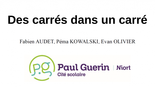 Diaporama sur les carrés dans un carré