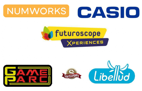 Logo des partenaires Casio, Numworks et Futuroscope