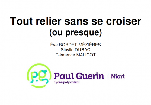 tout relier sans se croiser (ou presque) : support de présentation des travaux d'Ève, Sibylle et Clémence