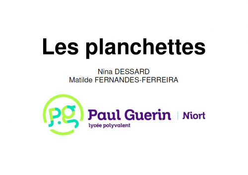 Les planchettes : support de présentation des travaux de Nina et Matilde