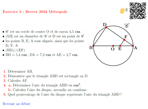 Exemple d'énoncé d'exercice de brevet
