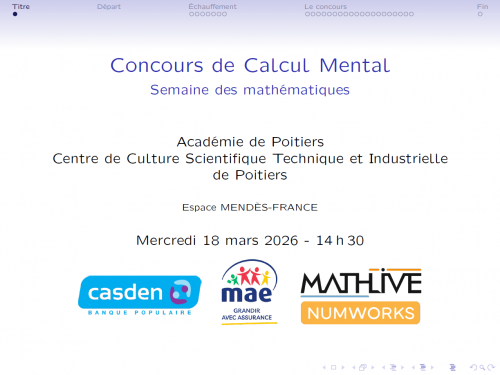 Diaporama du concours de calcul mental grand public 2026